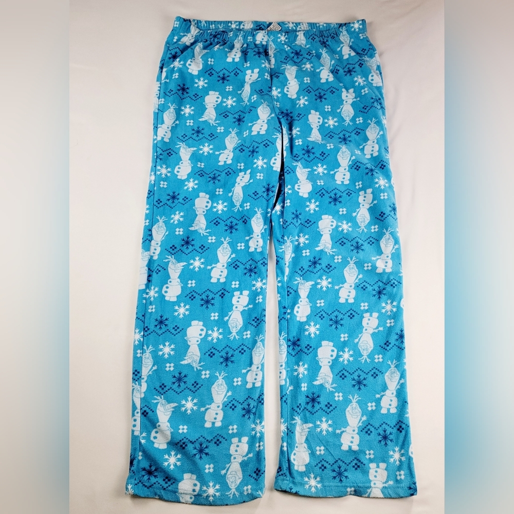 Disney Frozen Pajama PJ 2 Piece Set Womens Size XL Knit Top Fleece Pants - Picture 6 of 12
